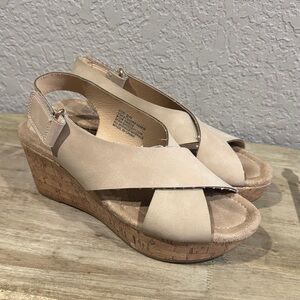 Jessica Cline Beige Wedge Sandals
